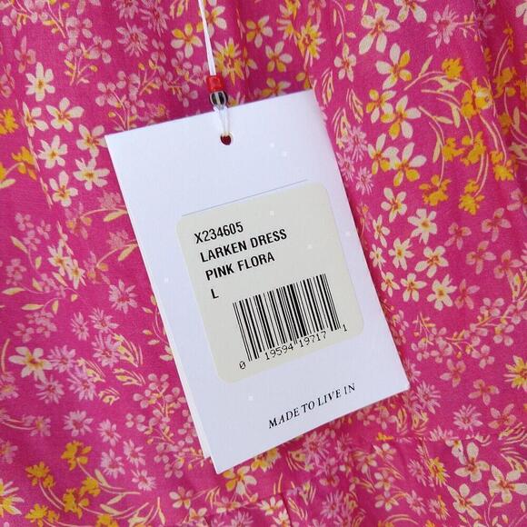 Xirena Larken Dress Size L NWT Pink Flora Ditsy Floral Print Midi Cotton Silk - Picture 12 of 12